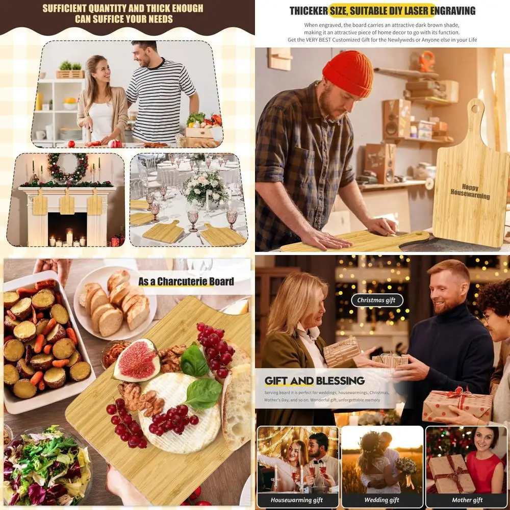 12-Piece Set Wood Cutting Boards with Handles, 13x7 Bamboo Serving Trays for Charcuterie, Wedding, Housewarming, and Holiday Gif
12-Piece Set Wood Cutting Boards with Handles, 13x7 Bamboo Serving Trays for Charcuterie, Wedding, Housewarming, and Holiday Gif