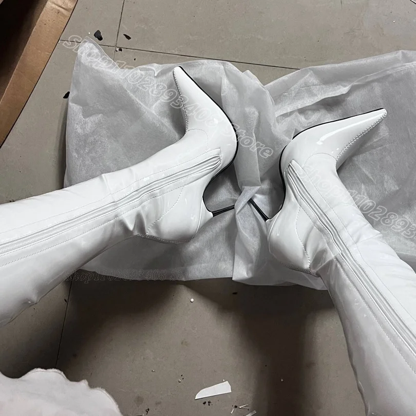 White Elastic Metal Heels Knee Boots Stiletto Heels Side Zipper Solid British Style Party Women Boots 2026 Zapatos Para Mujere
White Elastic Metal Heels Knee Boots Stiletto Heels Side Zipper Solid British Style Party Women Boots 2026 Zapatos Para Mujere