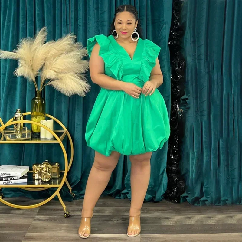 KEXU Plus Size Occasion Women V-neck Ruffles Shoulder High Waist Big Swing Ball Gown Dress 2024 Sexy Party Club Party Dresses
KEXU Plus Size Occasion Women V-neck Ruffles Shoulder High Waist Big Swing Ball Gown Dress 2024 Sexy Party Club Party Dresses