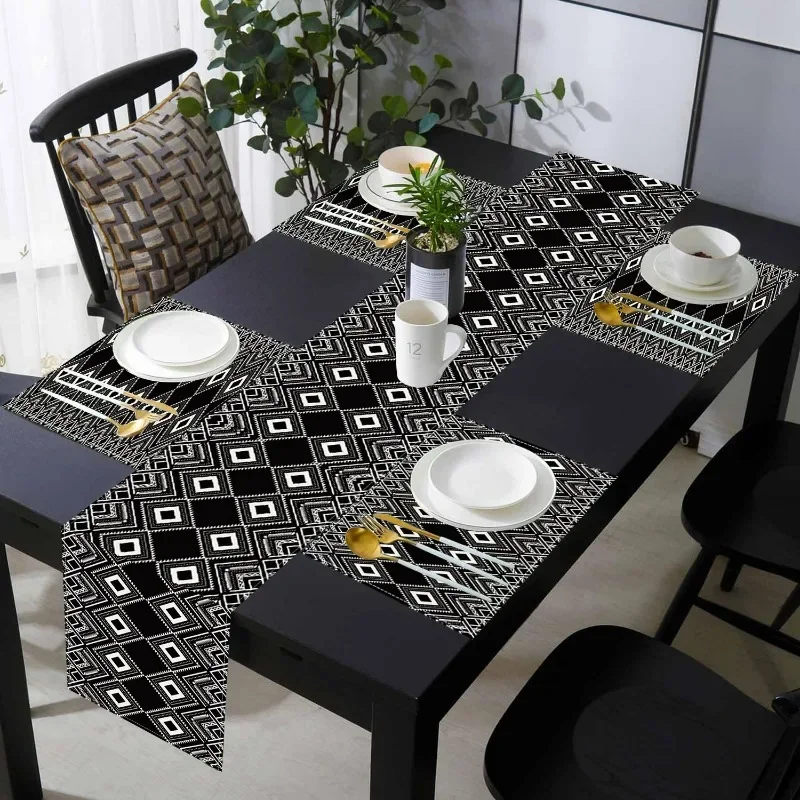 1set Black and White Geometric Linen Table Flag Placemat Combination Home Kitchen Restaurant Decoration Tablecloth Cross
1set Black and White Geometric Linen Table Flag Placemat Combination Home Kitchen Restaurant Decoration Tablecloth Cross