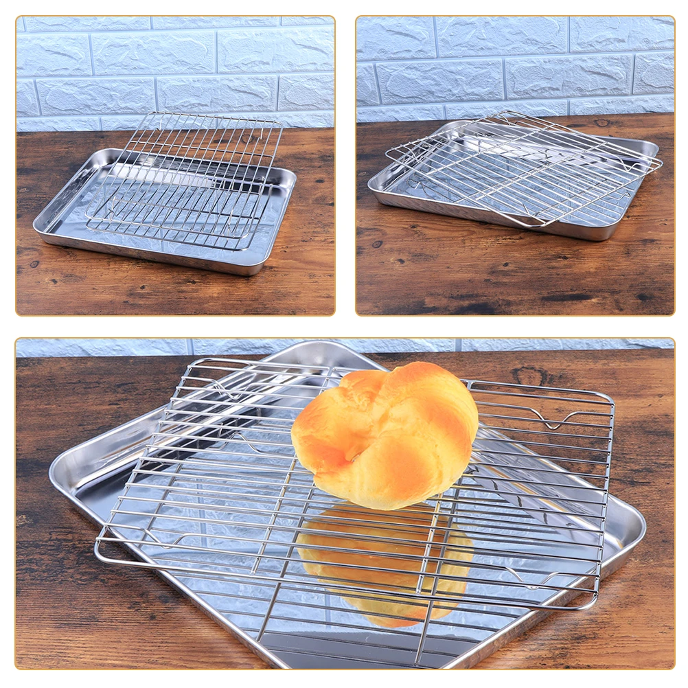 Stainless Steel Baking Sheet With Rack Drain Oil Cooling Tray Set Multi-functional Oven Frying Accessories Easy Clean
Stainless Steel Baking Sheet With Rack Drain Oil Cooling Tray Set Multi-functional Oven Frying Accessories Easy Clean