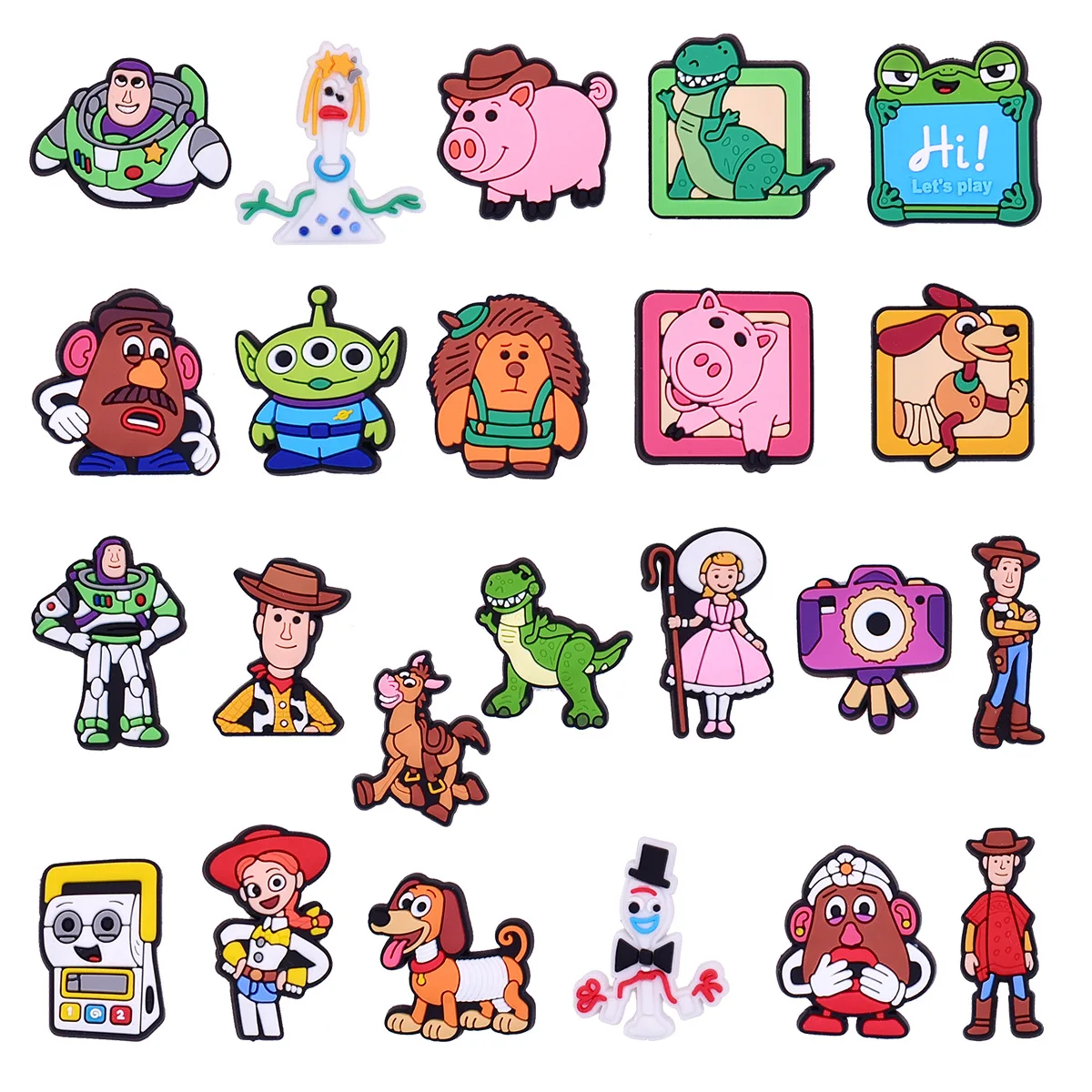 23pcs New Hot Toys Story Shoe Charms For Slides Sandals, PVC Shoe Decoration Accessories For Christmas Birthday Gift Party Favor
23pcs New Hot Toys Story Shoe Charms For Slides Sandals, PVC Shoe Decoration Accessories For Christmas Birthday Gift Party Favor