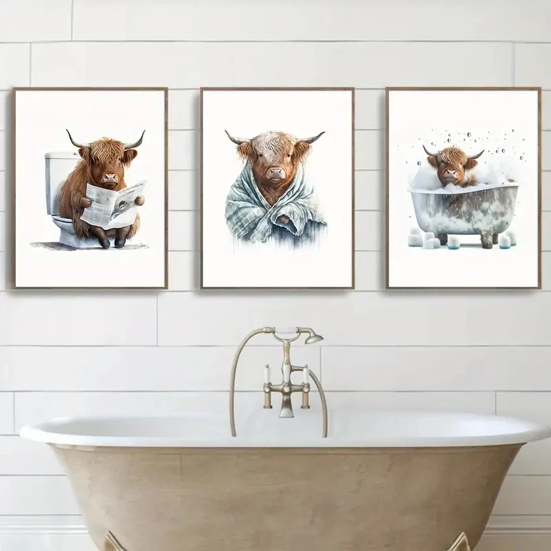 3pcs/Set Interesting Highland Cow Bath Wall Decoration Scotland Printed Picture Canvas Posters Modern Home Decor Wall Paintings
3pcs/Set Interesting Highland Cow Bath Wall Decoration Scotland Printed Picture Canvas Posters Modern Home Decor Wall Paintings