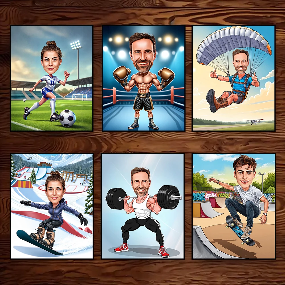 Custom Boxing Art Cartoon Portrait Poster Ski Sports Photo Cartoon Print Personalized Funny Caricature Canvas Painting Gifts
Custom Boxing Art Cartoon Portrait Poster Ski Sports Photo Cartoon Print Personalized Funny Caricature Canvas Painting Gifts