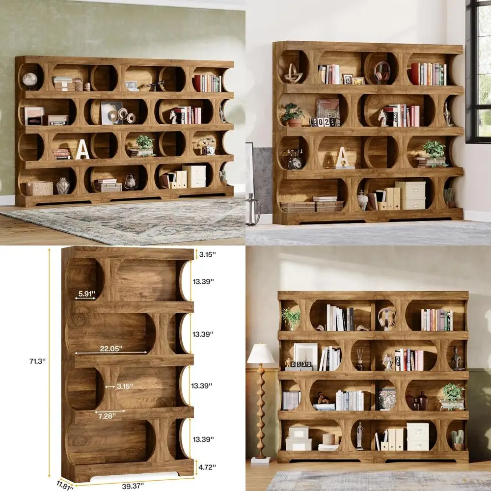 71" Tall Bookcase Set o 2, 4-Tier S-Shaped Bookshel, Wood Decorative Storage Shelving, ern reestanding Display Shelves, Large ry
71" Tall Bookcase Set o 2, 4-Tier S-Shaped Bookshel, Wood Decorative Storage Shelving, ern reestanding Display Shelves, Large ry