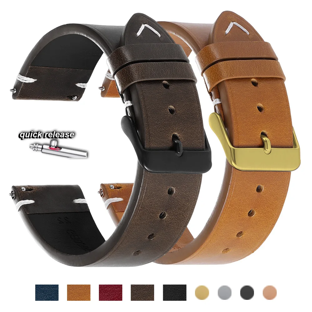 Retro Oil Wax Genuine Leather Calfskin Watch Straps 18mm 20mm 22mm 24mm Quick Release Bracelet Men Women Watch Band Accessories
Retro Oil Wax Genuine Leather Calfskin Watch Straps 18mm 20mm 22mm 24mm Quick Release Bracelet Men Women Watch Band Accessories