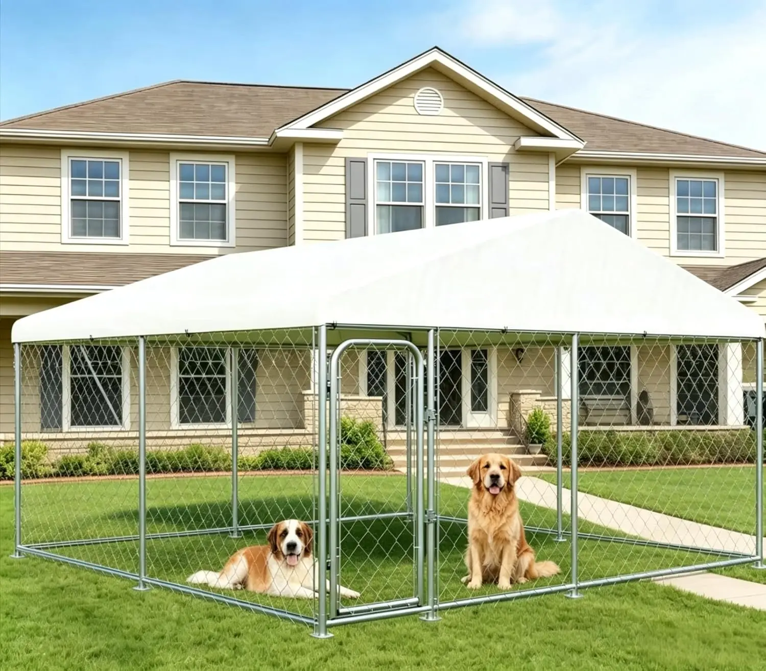 10x10 FT Dog Kennel, Heavy Duty Outdoor Dog Enclosure with UV & Rain-Proof Fully Covered Roof, Double Security Locks and Rustpro
10x10 FT Dog Kennel, Heavy Duty Outdoor Dog Enclosure with UV & Rain-Proof Fully Covered Roof, Double Security Locks and Rustpro