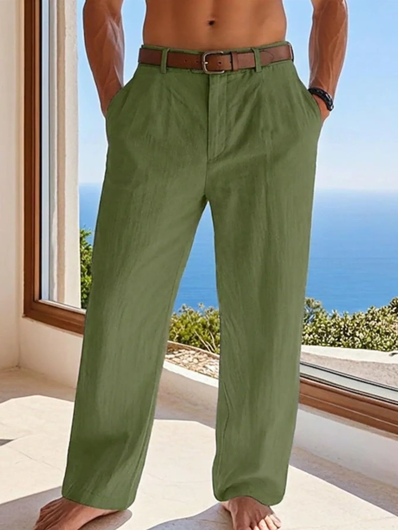2025 Men's Stand Pocket LInen Beach Pants Solid White Trouser Plus Size Mens Casual Straight Pants Male Ankle-Length Bottoms New
2025 Men's Stand Pocket LInen Beach Pants Solid White Trouser Plus Size Mens Casual Straight Pants Male Ankle-Length Bottoms New