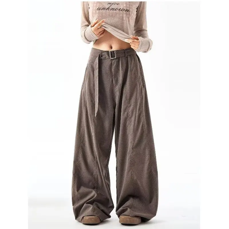 Casual Wide Leg Pants Women High Waist Street Basic Loose Coffee Sweat Trousers Korean Retro Gray Office Y2K Lady Cargo Pants
Casual Wide Leg Pants Women High Waist Street Basic Loose Coffee Sweat Trousers Korean Retro Gray Office Y2K Lady Cargo Pants