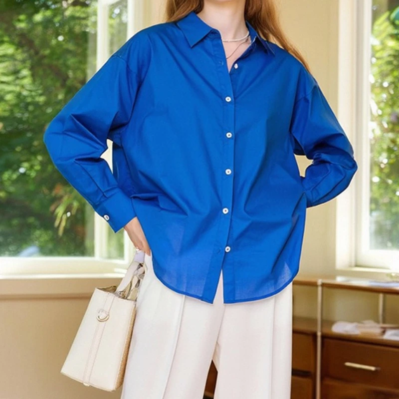 Premium Blue Shirt White Spring Simple Top Long Sleeve Cotton Shirt
Premium Blue Shirt White Spring Simple Top Long Sleeve Cotton Shirt