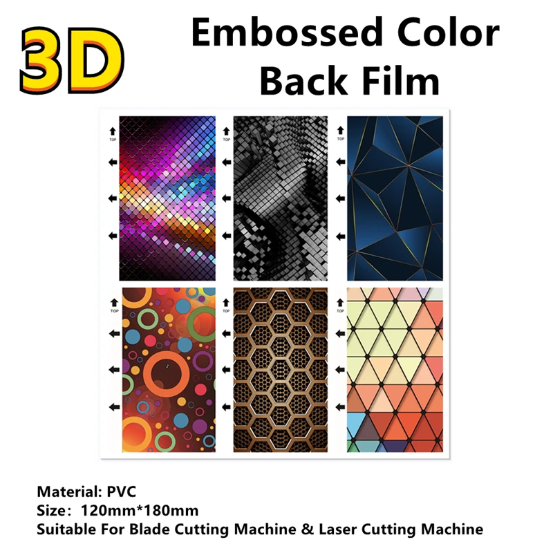 50pcs 3D Embossed Color Back Film For Blade Cutting Machine Geometric Decorative Back Cover Sticker For iPhone Film Cutter
50pcs 3D Embossed Color Back Film For Blade Cutting Machine Geometric Decorative Back Cover Sticker For iPhone Film Cutter