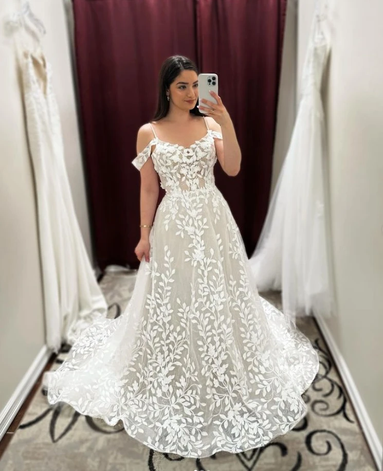Lace Wedding Dresses for Bride 2025 Spaghetti Straps A Line Bridal Dresses 2025
Lace Wedding Dresses for Bride 2025 Spaghetti Straps A Line Bridal Dresses 2025