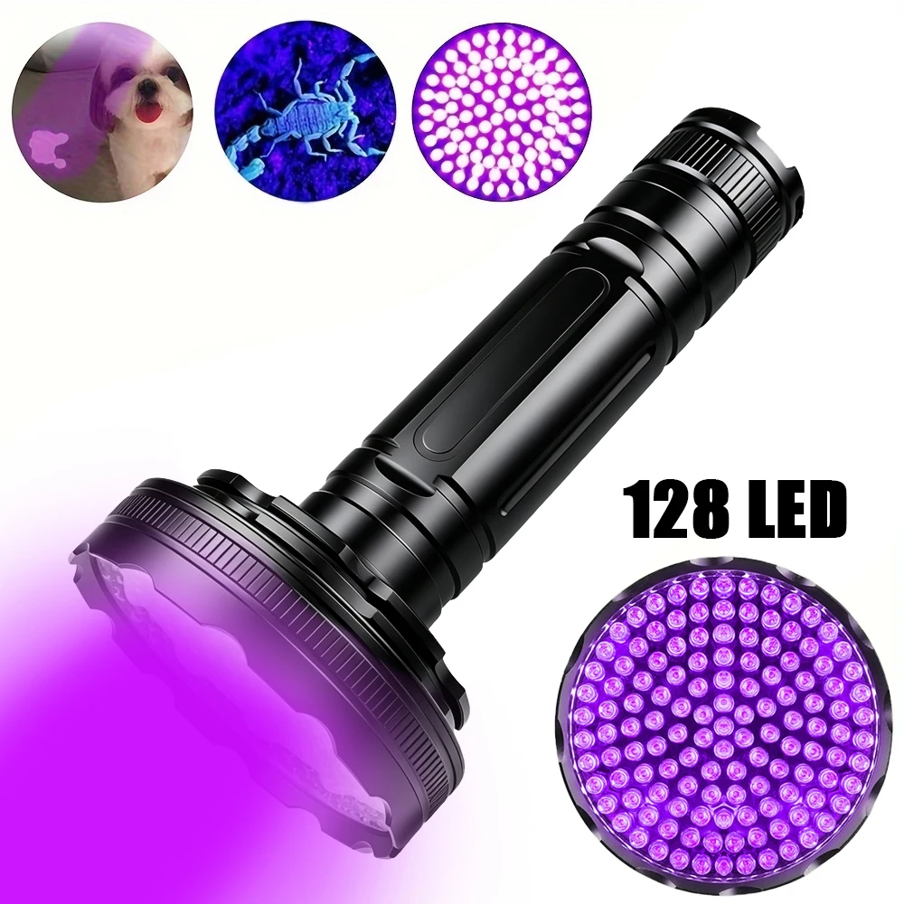 128 LED 395NM UV Ultra Violet Flashlight Blacklight Torch Light Camping Lamp Supplies edc Fishing High Power Flashlight Lantern
128 LED 395NM UV Ultra Violet Flashlight Blacklight Torch Light Camping Lamp Supplies edc Fishing High Power Flashlight Lantern