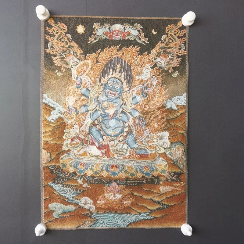 Танка с золотой шелковой вышивкой Тибет и Непал экзорцизм мир и богатство Шестируковый Магара 
Танка с золотой шелковой вышивкой Тибет и Непал экзорцизм мир и богатство Шестируковый Магара