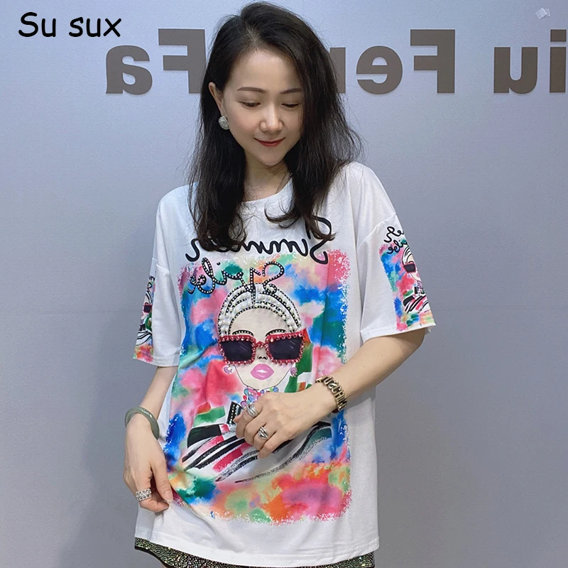Beading Beautiful Girl Print Short Sleeve T Shirt Woman 2025 Summer Tops Bust116cm Casual Oversized Tees Vestidos Streetwear
Beading Beautiful Girl Print Short Sleeve T Shirt Woman 2025 Summer Tops Bust116cm Casual Oversized Tees Vestidos Streetwear