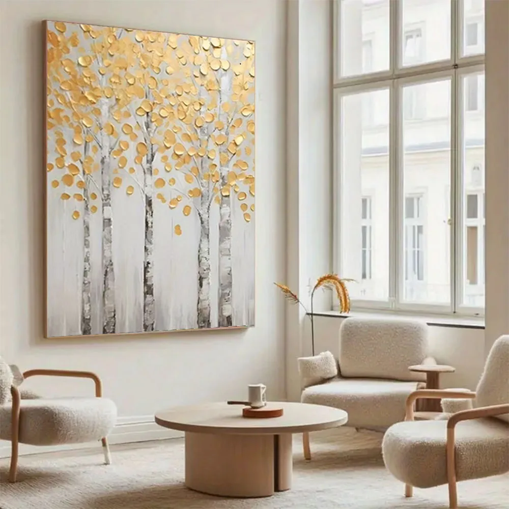 100% Handmade Oil Painting On Canvas Wall Art Picture Modern Knife Drawing Birch Forest In Autumn Poster Decor Living Room Mural
100% Handmade Oil Painting On Canvas Wall Art Picture Modern Knife Drawing Birch Forest In Autumn Poster Decor Living Room Mural