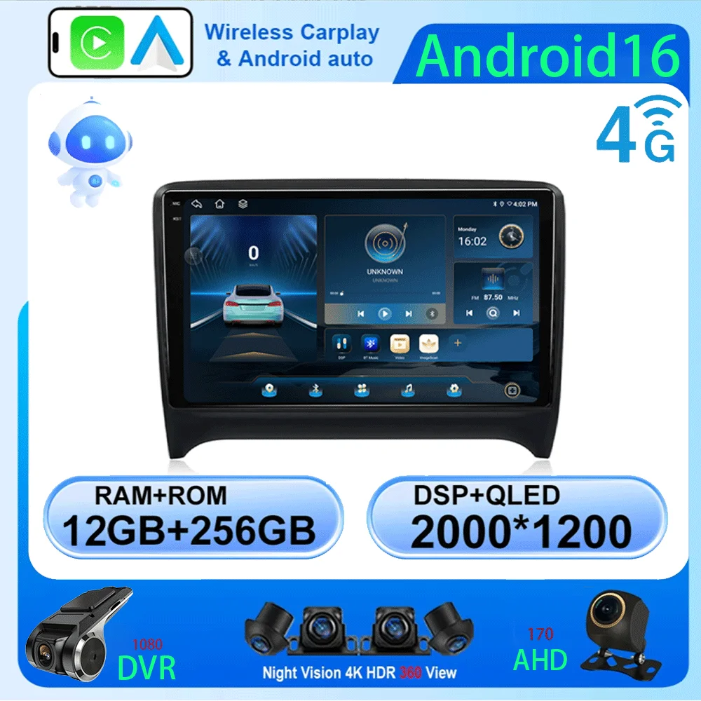 LJZN Carplay+Auto Android 16 Car Radio GPS For Audi TT MK2 8J 2006-2014 Car Multimedia Player WIFI Autoradio 4G LTE 2 Din
LJZN Carplay+Auto Android 16 Car Radio GPS For Audi TT MK2 8J 2006-2014 Car Multimedia Player WIFI Autoradio 4G LTE 2 Din