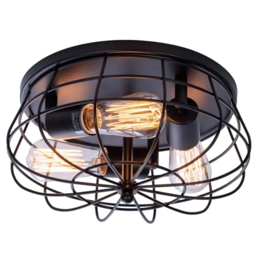 Industrial Semi Flush Mount Ceiling Light 3-Light Rustic Ceiling Lamp Fixture with Metal Cage for Kitchen Living Room Dining Ro
Industrial Semi Flush Mount Ceiling Light 3-Light Rustic Ceiling Lamp Fixture with Metal Cage for Kitchen Living Room Dining Ro