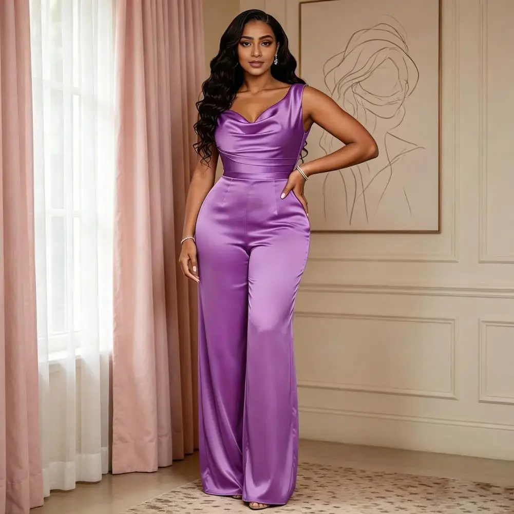 Women's Satin Sleeveless Cowl Neck Wide Leg Long Pants Dressy Romper High Waist Club Night Party One Piece Outfits New Trend
Women's Satin Sleeveless Cowl Neck Wide Leg Long Pants Dressy Romper High Waist Club Night Party One Piece Outfits New Trend