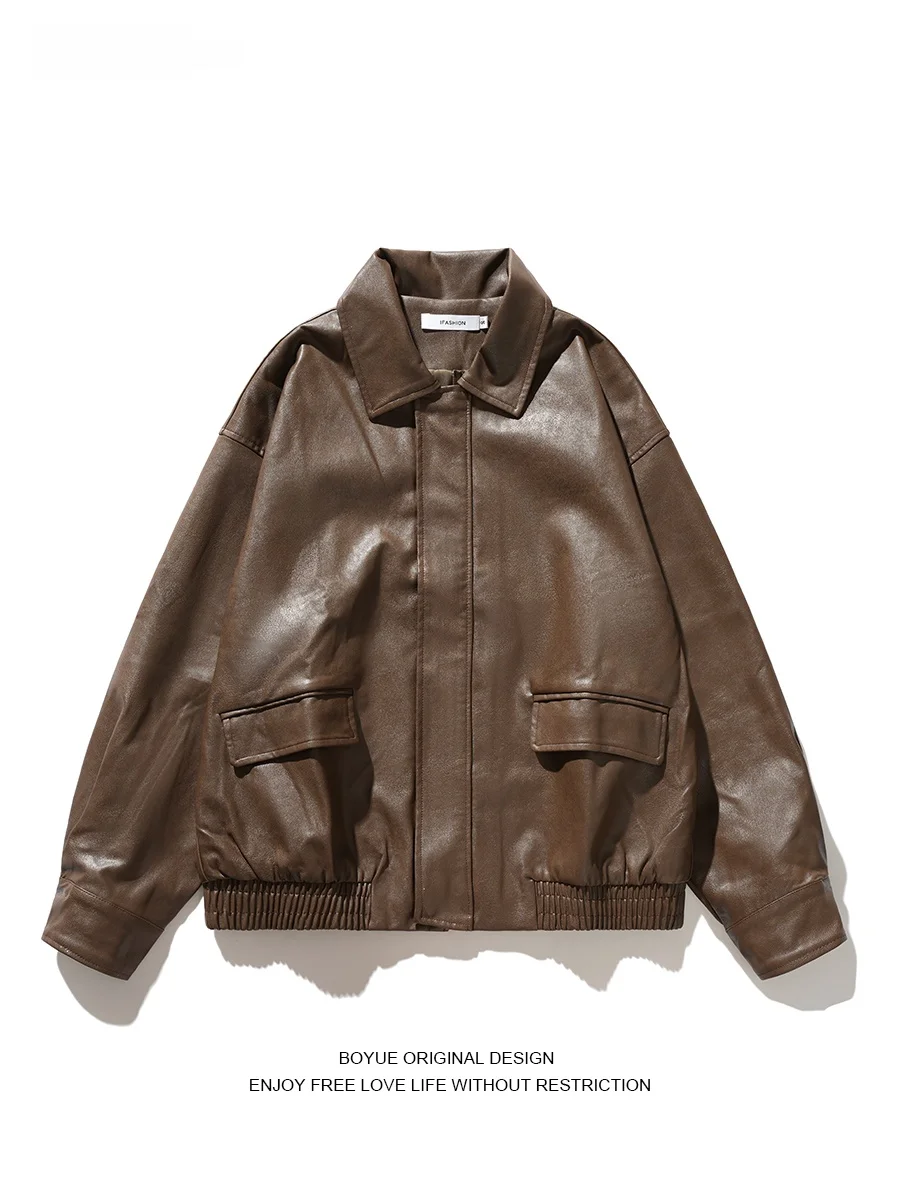 Boyue Men's Biker Leather Jaet Street Sle Casual Faion Pure Color Spring Autumn Winter Loose Fit Zipper Closure Long Sl...
Boyue Men's Biker Leather Jaet Street Sle Casual Faion Pure Color Spring Autumn Winter Loose Fit Zipper Closure Long Sl...