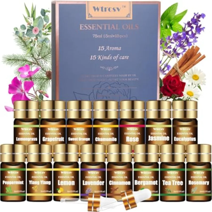 ential Oils Set - Top 15 Scents for Diffuser, Humidifier, Skin Care, Aromatherapy, Massage, Candle and Soap Making - Fragrance
ential Oils Set - Top 15 Scents for Diffuser, Humidifier, Skin Care, Aromatherapy, Massage, Candle and Soap Making - Fragrance
