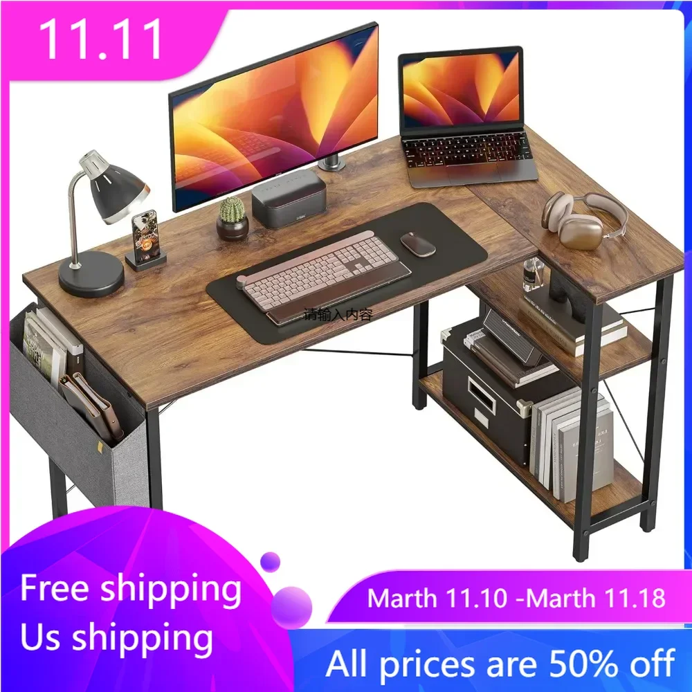 Small L Shaped Computer Desk with Storage Shelves Home Office Corner Desk Study Writing Table, Deep Brown
Small L Shaped Computer Desk with Storage Shelves Home Office Corner Desk Study Writing Table, Deep Brown