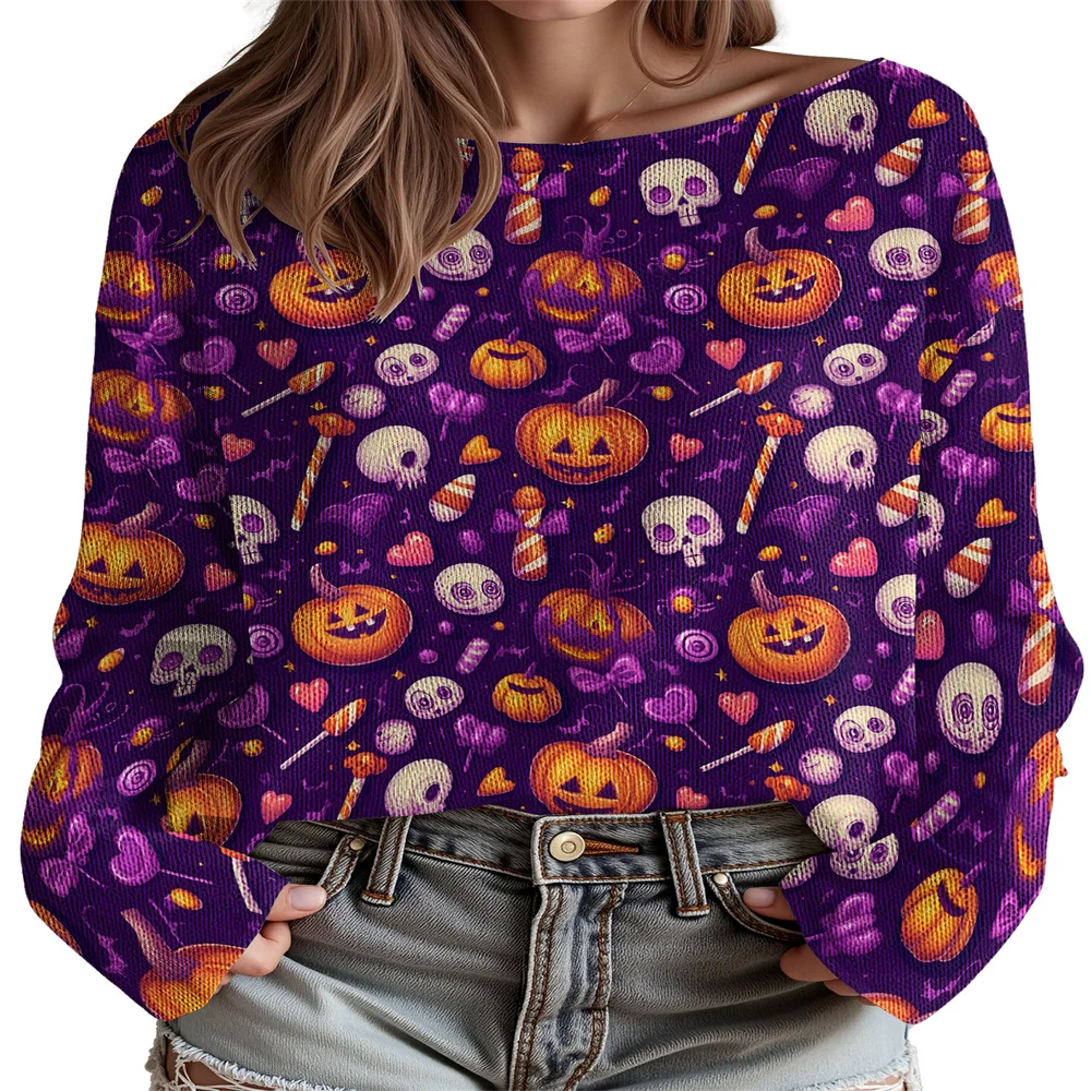 Women's Sweater Halloween Pumpkin Print Knitted Jumpers Classic-Fit Long Sleeve Streetwear Trendy Pullover Tops 15
Women's Sweater Halloween Pumpkin Print Knitted Jumpers Classic-Fit Long Sleeve Streetwear Trendy Pullover Tops 15