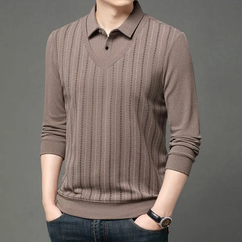 Men's T-shirt Fake Two-piece Shirt Collar Base Sweatshirt Middle-aged Casual Versatile Loose Base Shirt
Men's T-shirt Fake Two-piece Shirt Collar Base Sweatshirt Middle-aged Casual Versatile Loose Base Shirt
