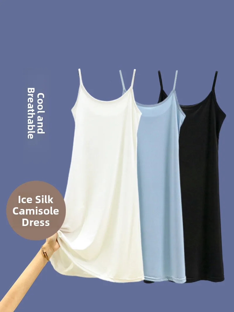 Ice Silk Sleep Dress Women's Summer Thin Loose Home Clothes Casual Long Dress Base Skirt round Neck Sleeveless Mid-Length
Ice Silk Sleep Dress Women's Summer Thin Loose Home Clothes Casual Long Dress Base Skirt round Neck Sleeveless Mid-Length