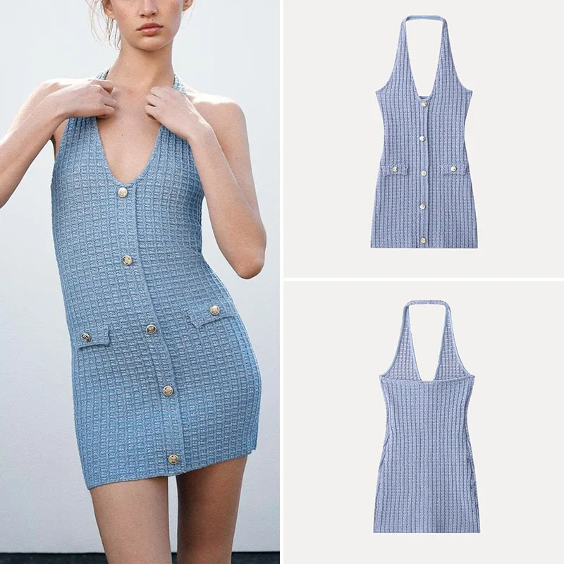 Spring 2025 Fashionable Short Dress Women's Elastic Collar Hanging Neck Line Street Style Polyester Fiber 100% No Sleeve
Spring 2025 Fashionable Short Dress Women's Elastic Collar Hanging Neck Line Street Style Polyester Fiber 100% No Sleeve