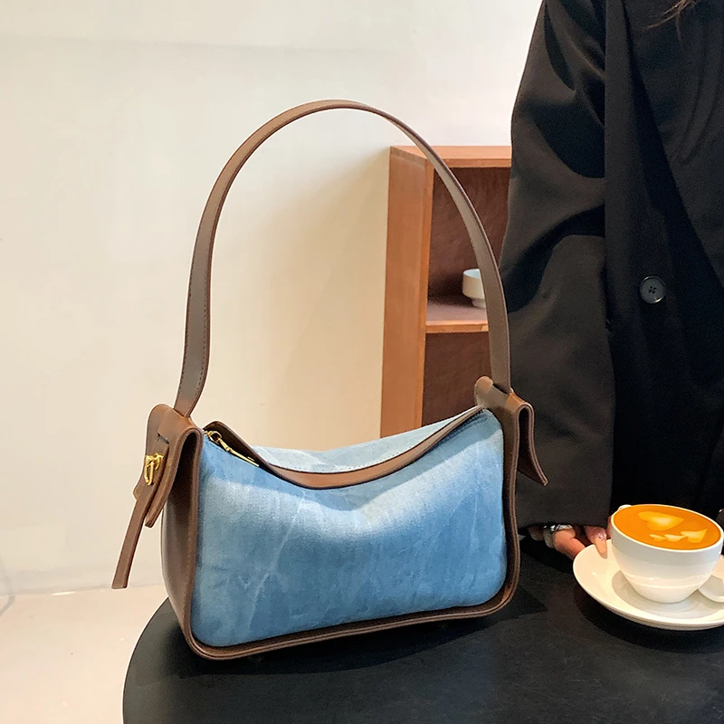 Quality Denim Shoulder Bags For Women Contrast Color Underarm Hobo Bag 2022 New Fashion Crossbody Purses And Handbag Bolso Mujer
Quality Denim Shoulder Bags For Women Contrast Color Underarm Hobo Bag 2022 New Fashion Crossbody Purses And Handbag Bolso Mujer