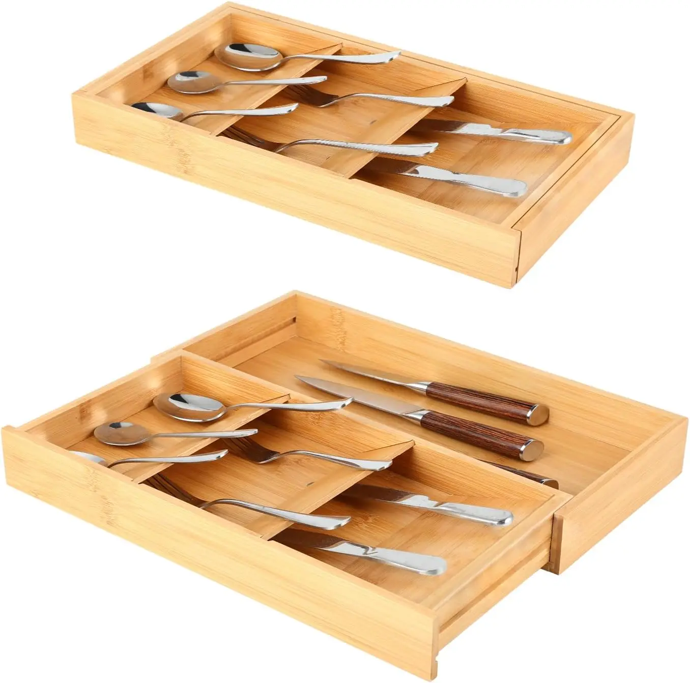 Органайзер для ящиков для серебра с расширяемым подносом, регулируемое пластиковое хранилище для ложек, вилок, ножей - бамбук, стандарт
Органайзер для ящиков для серебра с расширяемым подносом, регулируемое пластиковое хранилище для ложек, вилок, ножей - бамбук, стандарт