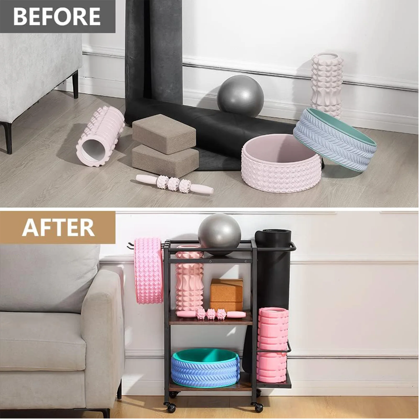 #Three-Layer Metal Yoga Mat Storage Rack Movable Floor Type for Home Fitness & Sports Equipment
#Three-Layer Metal Yoga Mat Storage Rack Movable Floor Type for Home Fitness & Sports Equipment