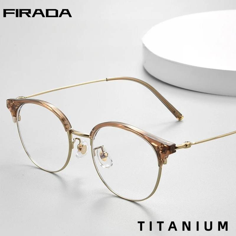 FIRADA Fashion Comfortable Eyewear Retro Round Titanium Eyeglasses Luxury Optical Prescription Glasses Frame Men Women 31819SY
FIRADA Fashion Comfortable Eyewear Retro Round Titanium Eyeglasses Luxury Optical Prescription Glasses Frame Men Women 31819SY