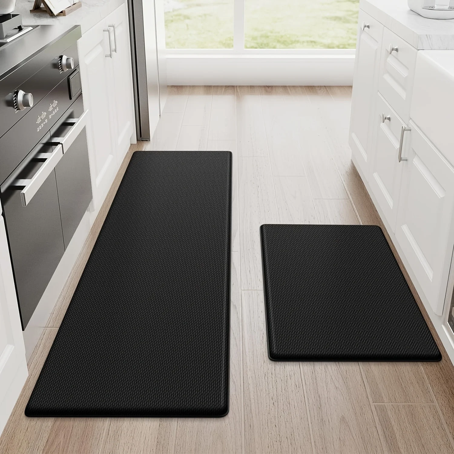 2-Pack Comfort-Friendly Standing Mats – Non-Slip, Cushioned Floor Mats in Classic Black & White Design for Kitchen, Sink Area, Home Office or Any Indoor Space
2-Pack Comfort-Friendly Standing Mats – Non-Slip, Cushioned Floor Mats in Classic Black & White Design for Kitchen, Sink Area, Home Office or Any Indoor Space