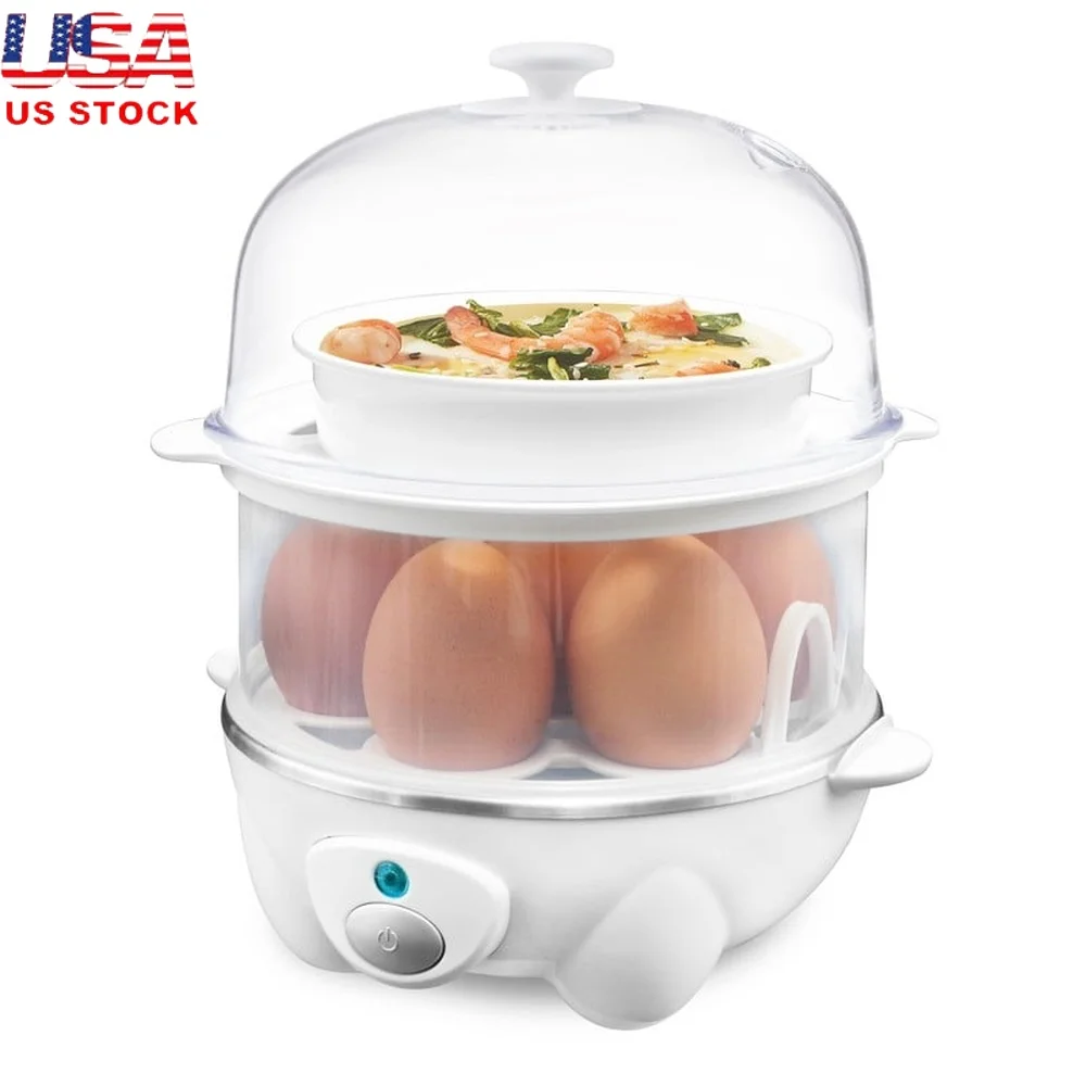 Automatic 2-Tier Egg Cooker 14 Egg Capacity Soft Medium Hard Boiled Eggs Poaching Trays Omelet Timer Dishwasher Safe
Automatic 2-Tier Egg Cooker 14 Egg Capacity Soft Medium Hard Boiled Eggs Poaching Trays Omelet Timer Dishwasher Safe