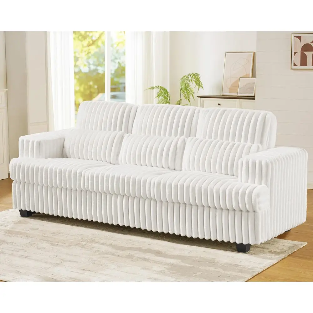 89 Inch Sofa, Modern Sofa Couch with Deep Seats, Comfy Sofa with 3 Throw Pillows, Upholstered Couch for Living Room, White Couc
89 Inch Sofa, Modern Sofa Couch with Deep Seats, Comfy Sofa with 3 Throw Pillows, Upholstered Couch for Living Room, White Couc