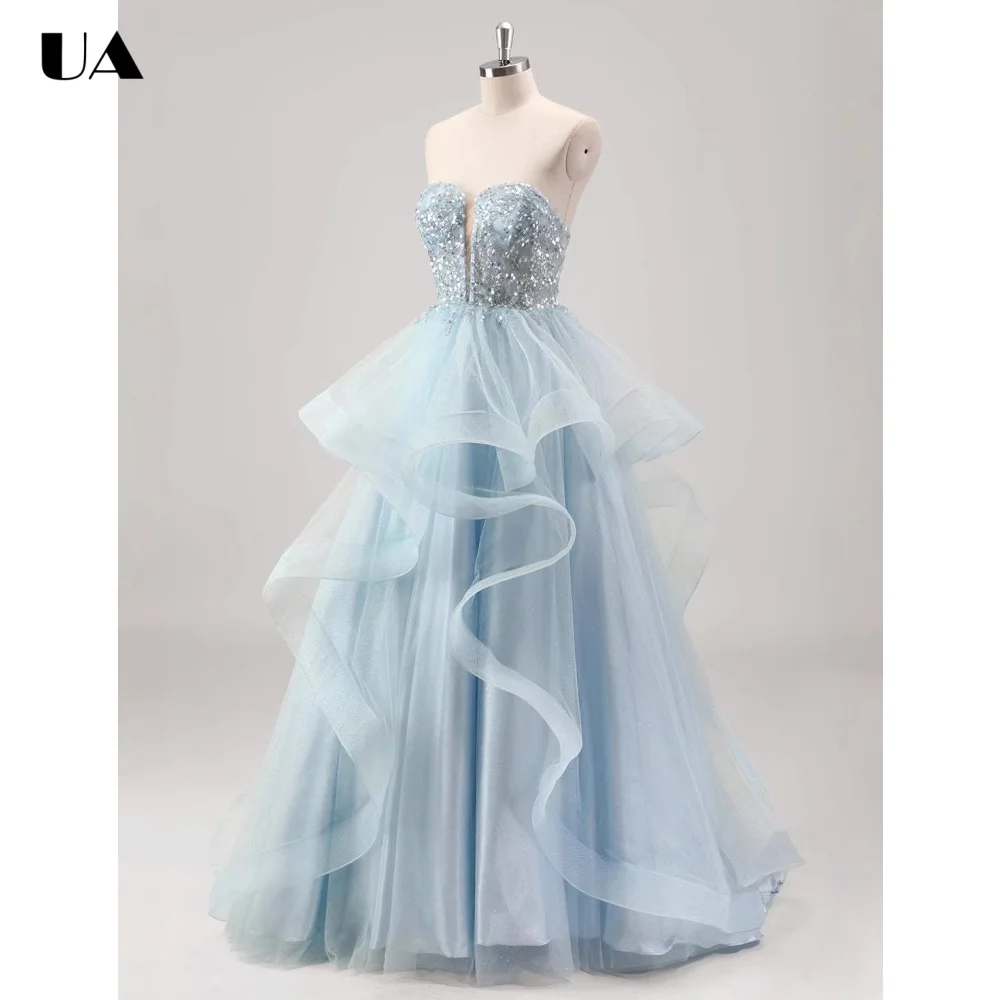 ULBYANRY Customized Mesh Ruffled Evening Dress for Woman Sparkly Sequined Lace-up Party Dress Elegant Sweetheart Neck Ball Gown
ULBYANRY Customized Mesh Ruffled Evening Dress for Woman Sparkly Sequined Lace-up Party Dress Elegant Sweetheart Neck Ball Gown