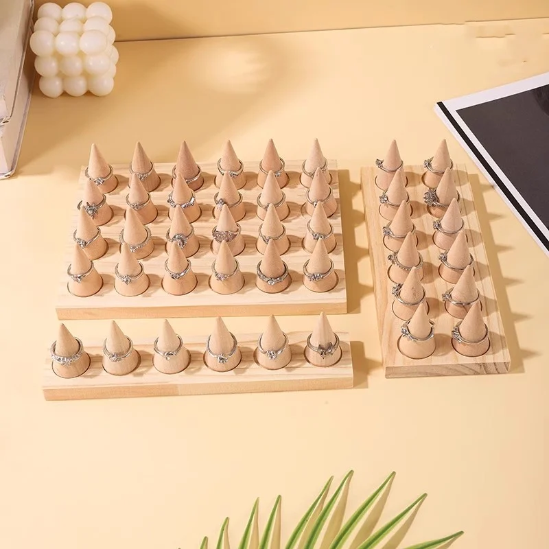 Wooden Finger Ring Display Stand Jewelry Ring Display Holder Showcase with Wooden Display Ring Cone Storage Organizer for Ring
Wooden Finger Ring Display Stand Jewelry Ring Display Holder Showcase with Wooden Display Ring Cone Storage Organizer for Ring