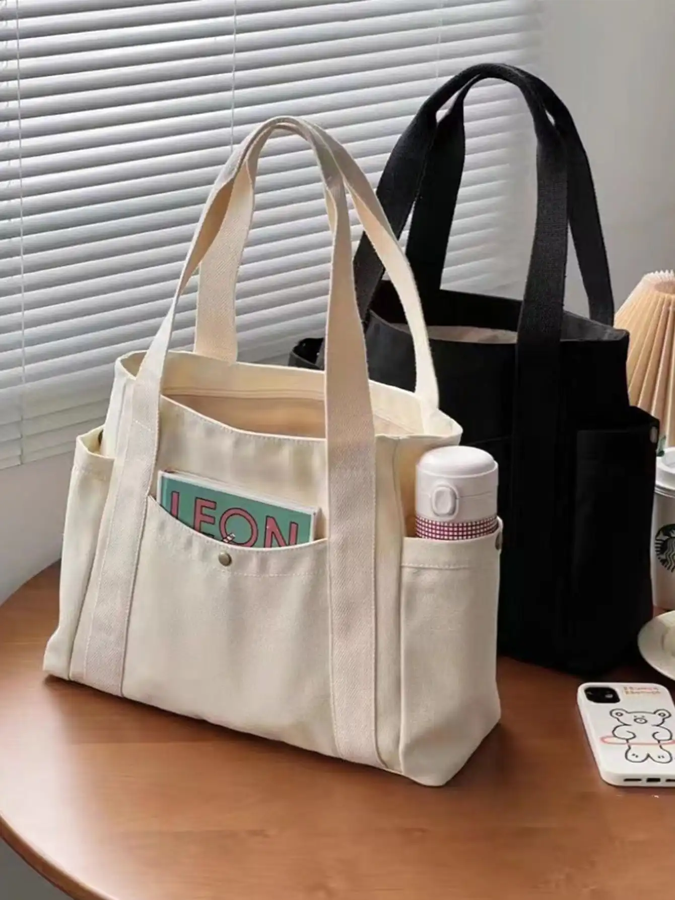 X Milania Women's Multi-Pocket Canvas Tote Bag, Large Capacity, Reusable, Suitable For Daily Use And Travel, Multi-Compartment Design (30x33cm)
X Milania Women's Multi-Pocket Canvas Tote Bag, Large Capacity, Reusable, Suitable For Daily Use And Travel, Multi-Compartment Design (30x33cm)