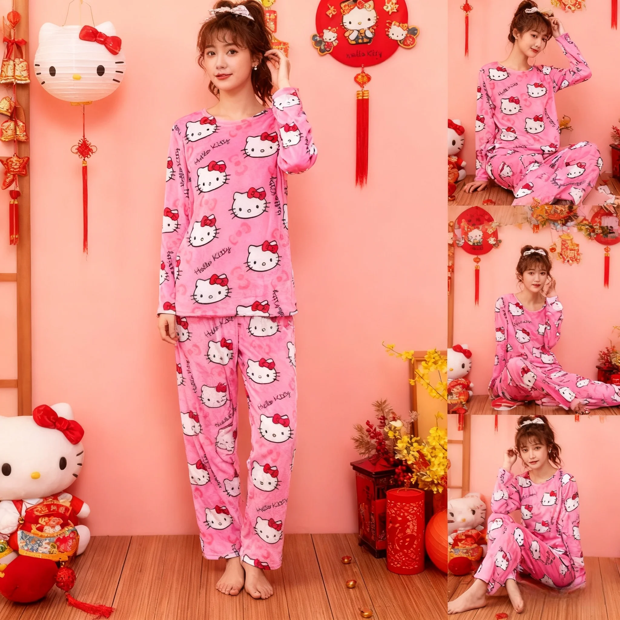 Новый женский осенне-зимний комплект HelloKitty, новый комплект из двух предметов, фланелевые пижамные штаны, повседневный комплект домашней одежды на флисовой подкладке, универсальные брюки
Новый женский осенне-зимний комплект HelloKitty, новый комплект из двух предметов, фланелевые пижамные штаны, повседневный комплект домашней одежды на флисовой подкладке, универсальные брюки