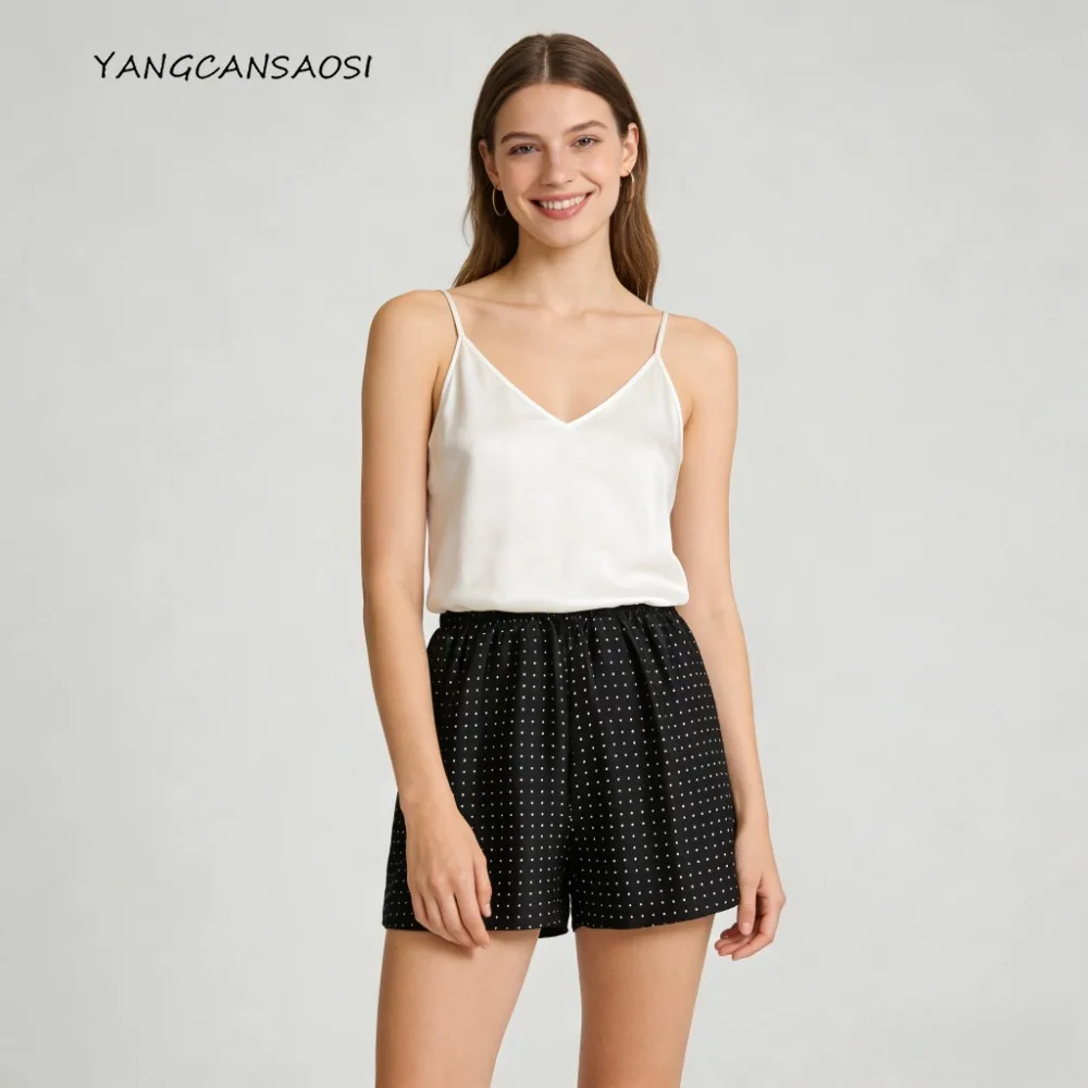 100% Natural Mulberry Silk Satin Shorts, Women's Elastic Waistband Polka Dot Printed Beach Pants, Versatile Without Splicing
100% Natural Mulberry Silk Satin Shorts, Women's Elastic Waistband Polka Dot Printed Beach Pants, Versatile Without Splicing