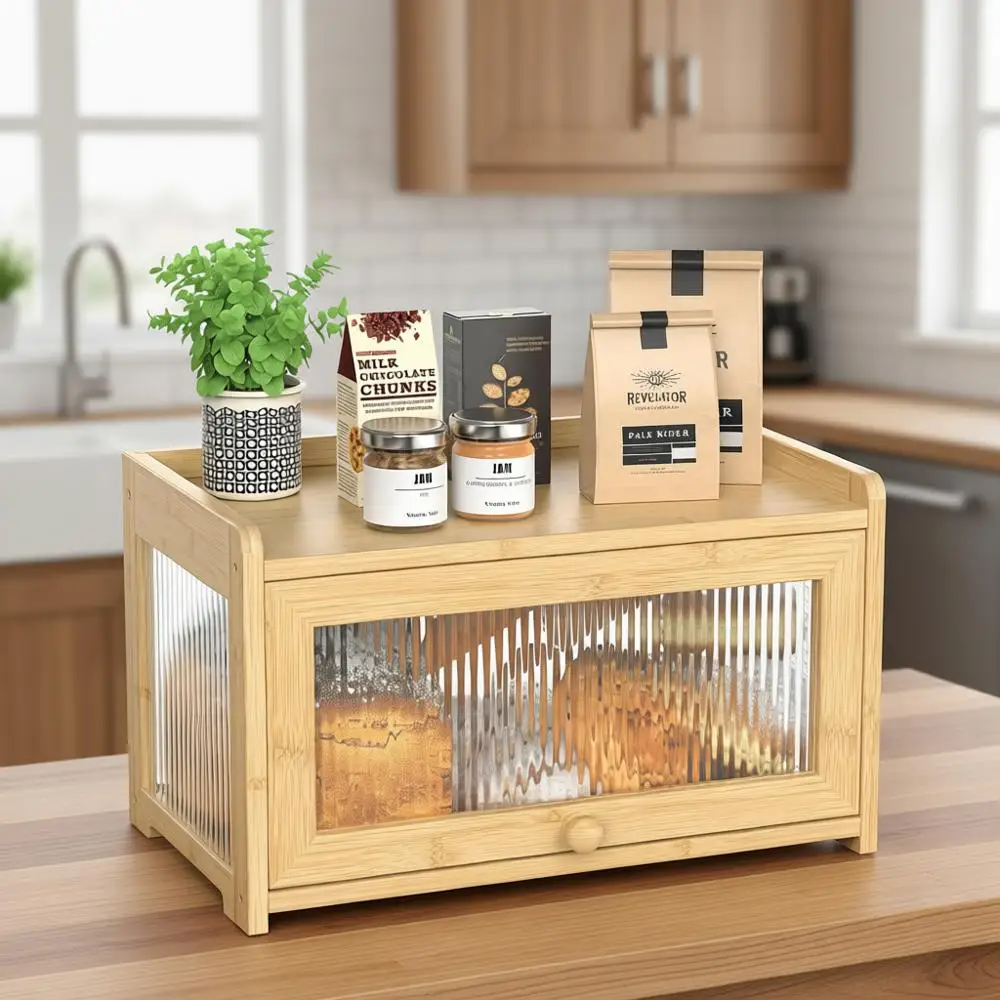 Большая бамбуковая хлебница с прозрачными стенками со всех сторон для хранения натурального хлеба
Большая бамбуковая хлебница с прозрачными стенками со всех сторон для хранения натурального хлеба