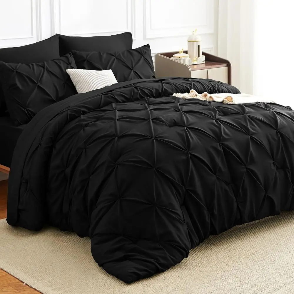 Luxury 7-Piece Black Queen Bedding Set with Comforter, Sheet, Pillowcases, and Shams
Luxury 7-Piece Black Queen Bedding Set with Comforter, Sheet, Pillowcases, and Shams