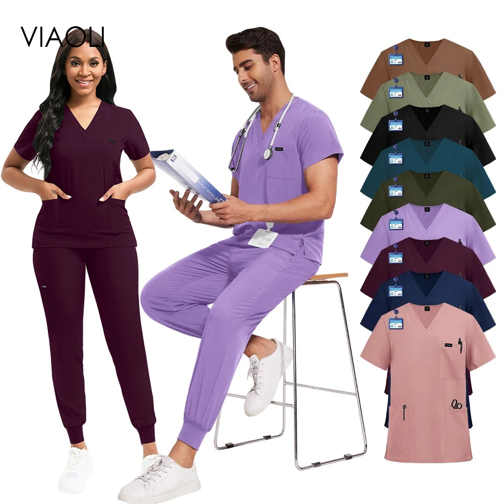 Медицинский набор скрабов, униформа, женская клиническая спецодежда, набор скрабов для медсестры в операционной, карманный топ + брюки, костюм для кормления, одежда для красоты 
Медицинский набор скрабов, униформа, женская клиническая спецодежда, набор скрабов для медсестры в операционной, карманный топ + брюки, костюм для кормления, одежда для красоты