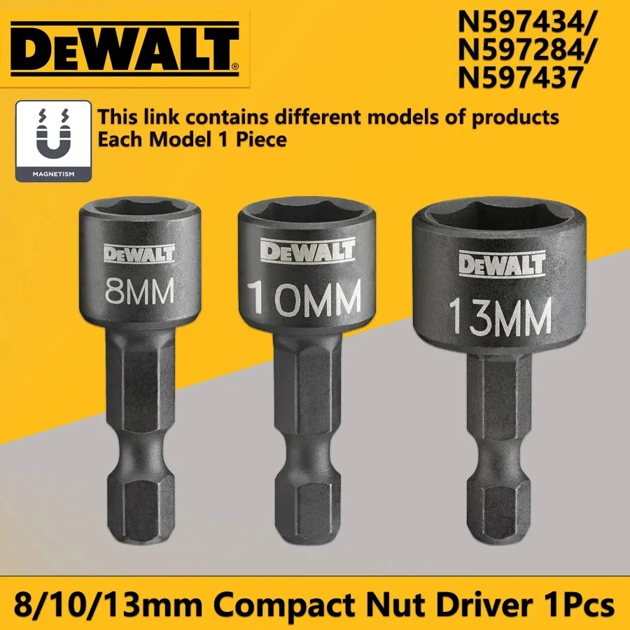 DeWalt (N597434 N597284 N597437) Compact Nut Screwdriver 8/10/13MM Magnetic Hex Handle Socket Tool Accessory
DeWalt (N597434 N597284 N597437) Compact Nut Screwdriver 8/10/13MM Magnetic Hex Handle Socket Tool Accessory