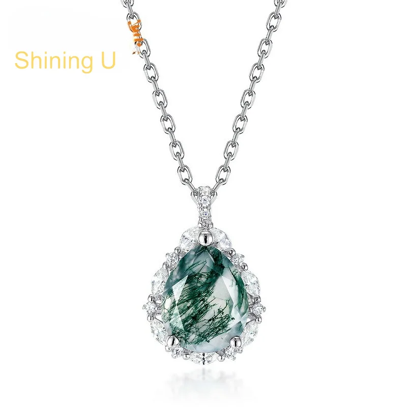 Shining U 925 Sterling Silver 8*10mm Pear Green Stone Necklace for Women Fine Jewelry Summer
Shining U 925 Sterling Silver 8*10mm Pear Green Stone Necklace for Women Fine Jewelry Summer