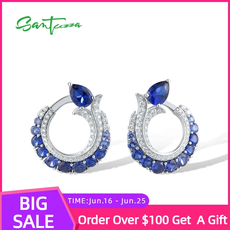 SANTUZZA Real 925 Sterling Silver Drop Earrings For Women Sparkling White CZ Blue Spinel Fancy Round Wedding Party Fine Jewelry
SANTUZZA Real 925 Sterling Silver Drop Earrings For Women Sparkling White CZ Blue Spinel Fancy Round Wedding Party Fine Jewelry