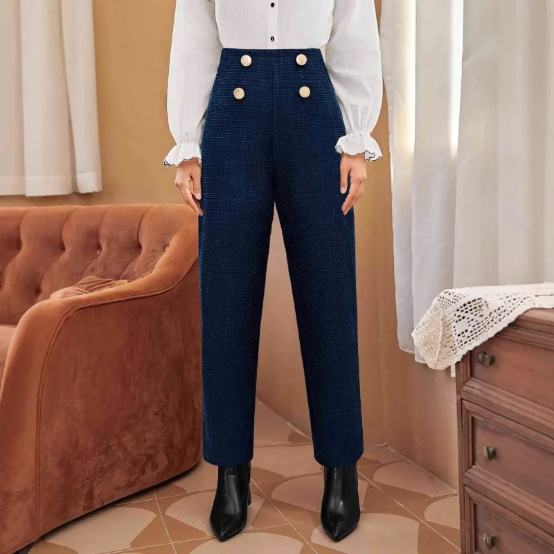 Женские широкие брюки с высокой талией и двойной пуговицей, повседневные свободные брюки из текстурированной ткани, осенне-зимние штаны
Женские широкие брюки с высокой талией и двойной пуговицей, повседневные свободные брюки из текстурированной ткани, осенне-зимние штаны
