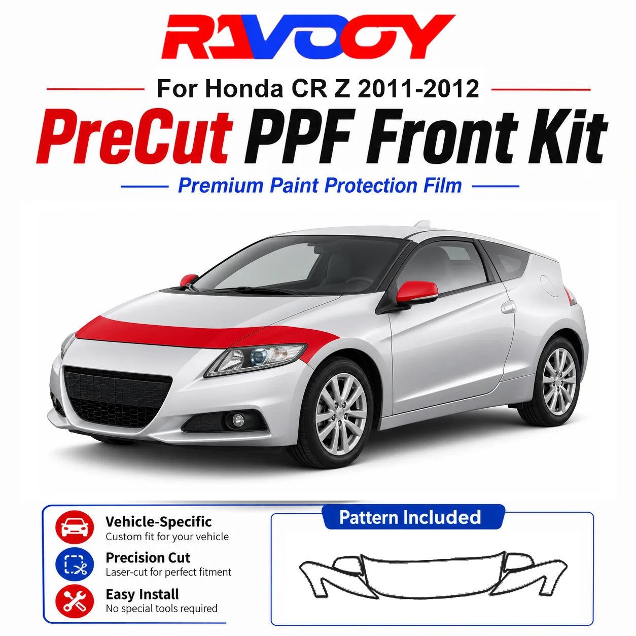8.5mil TPU Precut PPF Kit For Honda CR Z 2011-2012 - Hood, Partial Fenders & Full Mirror Set - Self-Healing Gloss Clear Bra Film
8.5mil TPU Precut PPF Kit For Honda CR Z 2011-2012 - Hood, Partial Fenders & Full Mirror Set - Self-Healing Gloss Clear Bra Film
